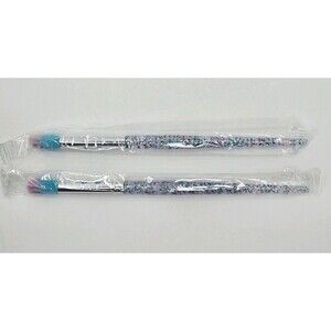 Slmissglam SS57 Eyeshadow Blending Brush Lot Of 2 New Sparkly Handle Pink & Teal